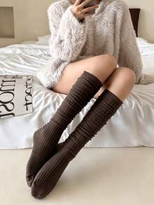 1/3/6 Pairs Thin Vertical Striped Knee-High Socks, Versatile And Non-Slip, Slimming And Layered Effect For Calves, Suitable For Women - Multicolor - View 7