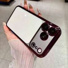 Luxury Electroplated Transparent Ultra-Thin Phone Case, Compatible With IPhone 18 18Pro 18Pro Max 17 Air 16 15 14 13 12 Pro Max Plus, 18 17 Pro Shockproof Protective Shell - Burgundy - View 5