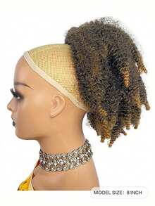 8 Inch Drawstring Ponytail Wig, Afro Kinky Curly Ponytail, Synthetic Ponytail Hair Extensions, Designed For (Multiple Colors Available) - Multicolor - View 3