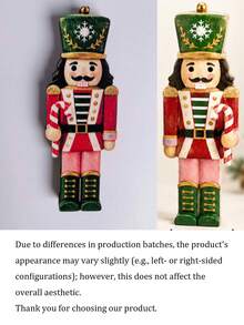 Freestanding Christmas Nutcracker Tabletop Decor, Featuring Christmas Ball, Drum And Candy Shapes, Soft Rustic Farmhouse Style, Suitable For Decorating Multi-Tier Trays, Dining Tables Or Porches - Multicolor - View 7