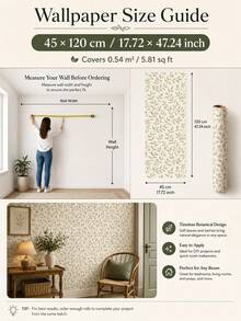 SUPSTICKER 1pc Vintage Floral Self-Adhesive Wallpaper, Waterproof Removable PVC Wall Sticker Decor, Suitable For Bedroom, Kitchen, Entryway, 2 Sizes - Multicolor - View 17