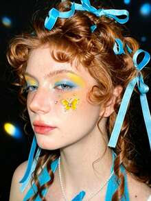 1pc Autumn New Realistic Butterfly Rhinestone Bow Face Sticker, Suitable For Christmas Dress-Up, Gatherings, Electronic Music Festivals, Concerts, Parties, Y2K Fresh Style, DIY Face Sticker For Store Use - Multicolor - View 3