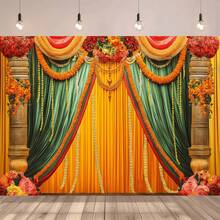 2D Flat, 1pc Set Festival Ritual Photo Backdrop, Suitable For Durga Puja, Traditional Ritual Altar And Other Occasions. - A - View 4
