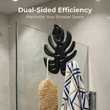 No-Drill Glass Shower Door Hook, Bathroom Towel Rack, Door Hanging Rack For Bathrobes, Towels And Loofahs, Space-Saving Shower Organizer, Heavy Duty, Easy Install, Over-Door Storage, Multi-Functional, Mother's Day Gift For Mom And Dad - Multicolor - View 3