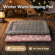 1 buah Alas Kasur Anjing Lembut dan Hangat Motif Bintang, Matras Tidur, Alas Tidur Hangat untuk Hewan Peliharaan di Dalam dan Luar Ruangan Musim Dingin, Bantal Anjing, Cocok untuk Anjing dan Kucing Kecil, Sedang, dan Besar, Dapat Dicuci dengan Mesin - MultiWarna - View 2