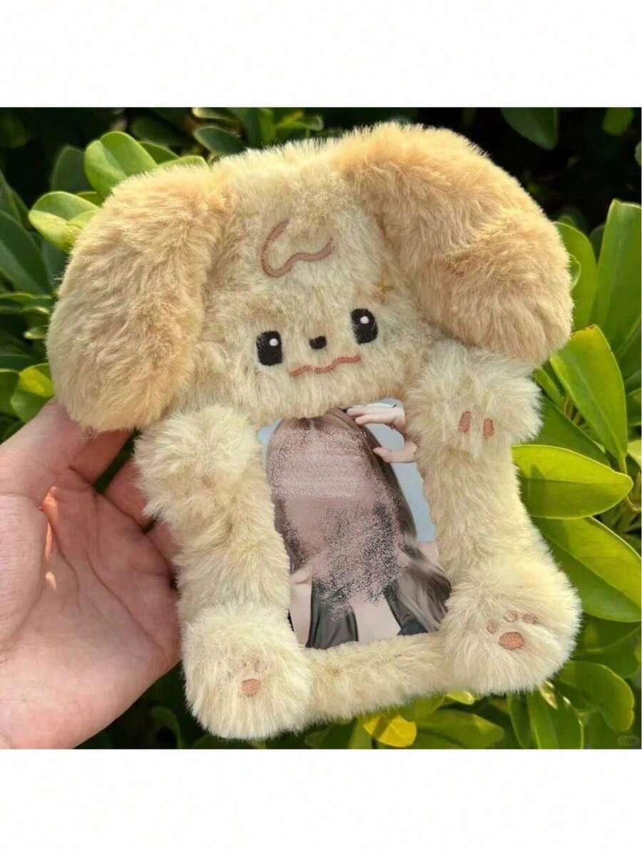 Plush Card Holder Korean Meal Card Bus Access Card Idol Display Sleeve Pendant, Cute Black Cat Plush Card Holder Pendant, Cute Puppy, Cute Nurse, Rabbit Card Holder, Plush Star, Bear, Rabbit, Nylon Material, Clip Closure, Decorative Card Holder - Multicolor - View 1