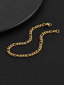 1 Buah Gelang Rantai Figaro Minimalis Warna Emas dari Baja Tahan Karat, Desain Rantai Polos, Gelang untuk Pria, Hadiah Perhiasan Kasual Sehari-hari - MultiWarna - View 5