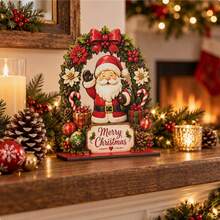 2D Flat Wooden Santa Claus & Snowman Figurines, Christmas Theme Desktop Atmosphere Decor, Merry Christmas Party Decoration, Suitable For Bedroom, Study, Living Room And Party Tabletop - A - View 3