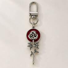 1pc/5pcs Women's Simple Alloy Painted Oil Drip Rose Pendant Charm, Retro Dark Style Bag Pendant, Holiday Gift For Friends, Handbag Accessory - Multicolor - View 5
