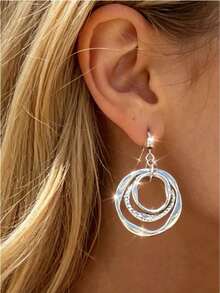 1pc Fashion Minimalist Geometric Round Earrings For Women Wedding Engagement Daily Party Jewelry Accessories - Earring - View 1