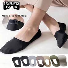 1/3/6/12 Pasang Kaos Kaki Pria Polos Bahan Nilon Lembut Bernapas Model Pendek Tak Terlihat dengan Tumit Gel Anti Selip, Cocok untuk Olahraga atau Pemakaian Sehari-hari - MultiWarna - View 7