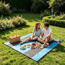 1-Pack Ultimate Waterproof Beach Mat With Drawstring Pocket, Ultra-Portable, Durable, Quick-Folding, Suitable For Outdoor Camping, Home Use, Waterproof, Easy-To-Clean Polyester Material - A - View 2