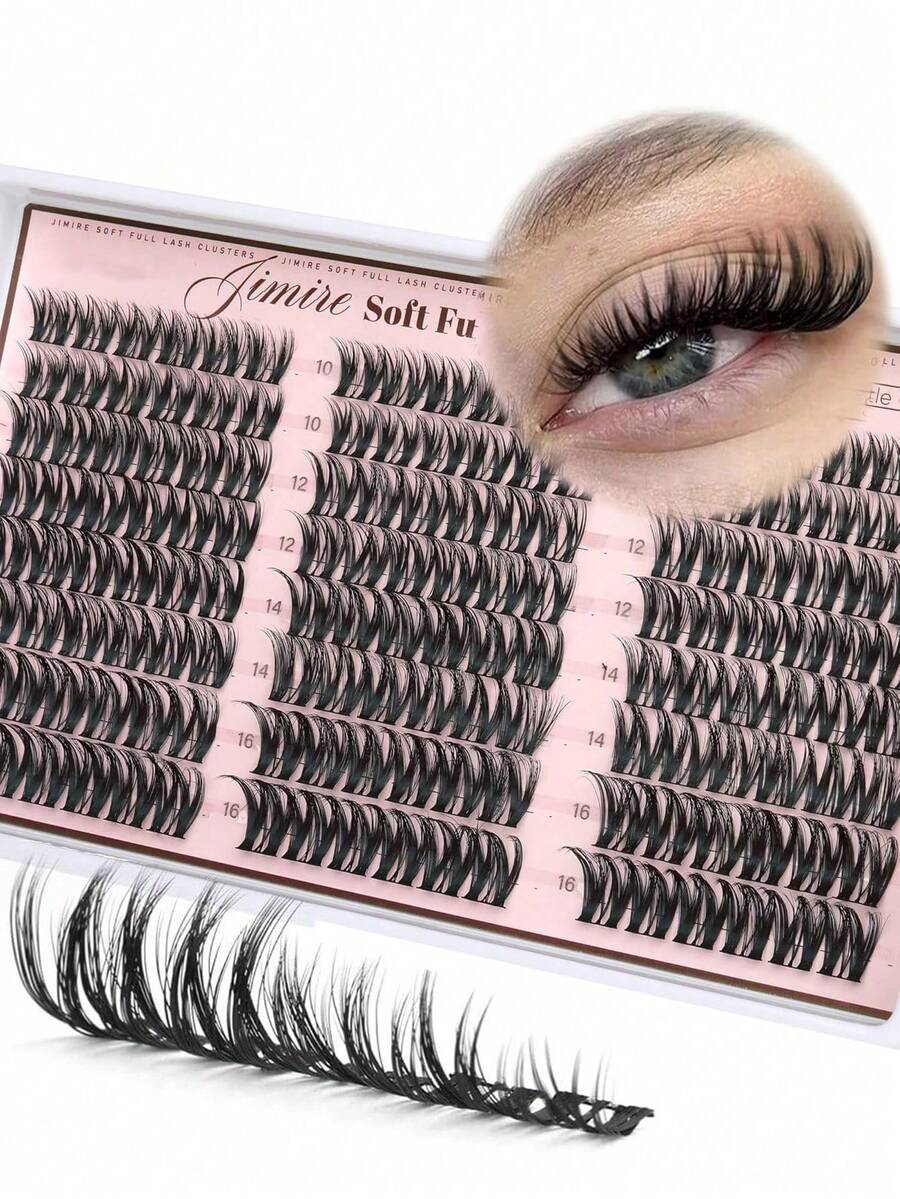 Natural Eyelash Clusters, Fine Dense Eyelash Clusters, Cat Eye Clusters, Eyelash Extension Natural Effect 10-16mm Pre-Set Eyelash Map, Single Eyelash Clusters, Eyelash Clusters - D - View 1