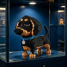 1938Pcs Micro Mini Cartoon Dog Building Blocks Set,3D Animal Assembly Model,Vivid Shape & Rich Colors,Styles:Black Dachshund,Husky,Schnauzer,Corgi,Great For Pet Lovers,Home Desktop Decor,Birthday Gift,Collectible Ornament - Multicolor - View 6