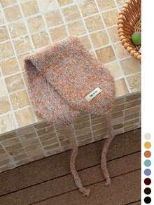 1pc Autumn/Winter Color Yarn Solid Color Earmuffs With Tie For Women, Warm Ear Covers, Cold Protection, Dual-Use Scarf Ear Warmer - Multicolor Yarn Blend Brushed - View 15