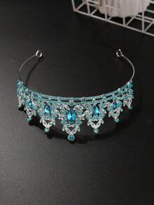 1pc Fashionable Exquisite Alloy Hair Crown, Suitable For Women's Wedding Party Hair Accessory - Baby Blue - View 6
