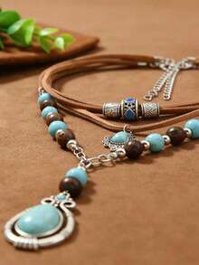 Vintage Multi-Layer Women's Necklace, Pendant Necklace, Bohemian Style Versatile Accessory - Multicolor - View 3