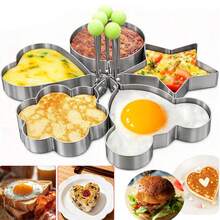 Breakfast Sandwich Egg Ring Mold, Stainless Steel Egg Molds, Suitable For Flat Pan, Heart, Flower, Star, Round Pancake Mold Set - Multicolor - View 2