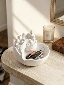 Shell Town Storage Bowl, Creative Shell Town Key Storage Bowl, Santorini Mediterranean Style Entryway Key Tray, Entryway Jewelry Tray, Luxury Desktop Jewelry Storage Box And Decorative Ornament, Creative Home Decor Craft, Halloween Gift - Multicolor - View 4