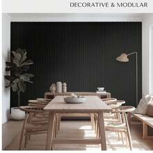 6pcs Large Soft Cork Board Office Use Black Felt Board Alternative - Strip Board Wall Panel, Felt Bulletin Board Sticker Office Wall Decor, Office Use Pin Board Wall Storage Organizer - Multicolor - View 5
