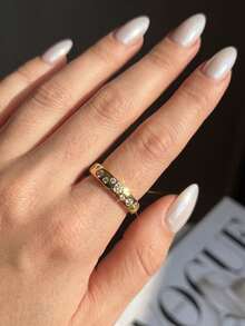1pc Moissanite Ring, Sparkling Scattered Starlight Band, Suitable For Women's Party And Daily Wear - Round Moissanite Ring - View 7