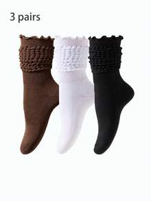 5/3/2/1 Pairs Thermal Lined Thickened Women's Autumn/Winter Knee-High Socks, Thick Soft Bottom, Warm Terry Socks, Mid-Calf Socks, Over-The-Knee Socks, Calf Socks, Loose Socks, Ruffle Socks, Indoor Fitness Yoga Socks, Solid Color Sports Dance Floor Socks, Comfortable And Breathable - Multicolor - View 22