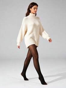 1pc Women's Multi-Functional Fleece Lined Warm Leggings, Daily Wear, Multiple Colors - Mocha Brown - View 2