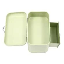 Green Iron Bread Box, Tabletop 2-Tier Countertop Bread Storage Bin, Hand Welding Electroplated Snack Pastry Holder For Kitchen Counter - View 3