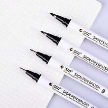 8pcs Calligraphy Pen Set, Black Ink Drawing Pens, Soft Tips - 4 Sizes, Suitable For Art Painting, Scrapbooking, Journaling And Watercolor Illustration, Back To School Essential - A - View 3
