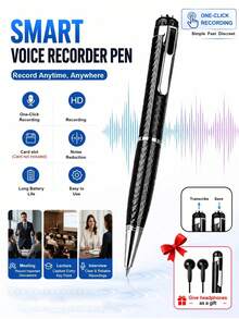 Smart Pen Voice Recorder, Noise Reduction, 180mAh Portable USB Charging MP3 Player, Mini Voice Recorder, Recording Equipment, Built-In Voice Control, One-Key Recording Operation. Compact And Exquisite Design, Suitable For Students, Teachers - View 1