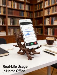 Spooky Twisted Tree Branch Phone Stand, 3D Printed Goth & Halloween Decor Rustic Tree Root Cell Phone Stand,Nature Inspired Desktop Phone Holder,Decorative Phone Mount For Video Calls Streaming,Universal Cellphone Cradle - Multicolor - View 6