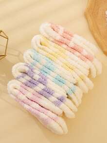 5 Pairs Thickened Fleece Coral Velvet Warm Heart Pattern Mid-Calf Socks - Multicolor - View 7