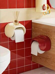 1pc Joivida Wall-Mounted Toilet Paper Holder, PET Waterproof Tissue Storage Box, Bathroom Toilet Paper Storage Rack, No-Drill Adhesive Tissue Holder, Suitable For Toilet, Bathroom And Washroom Storage - Multicolor - View 9