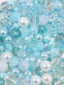 beadia 100/250g 2-10mm 藍色系列混色玻璃珠，多款式 DIY 珠寶手工製作，項鍊與手鍊手工藝材料，適合女性 - 藍色系 - 查看 2