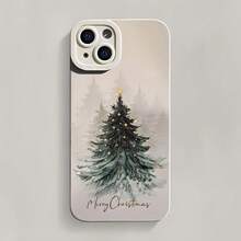 1PC Star Christmas Tree Snow Scene Full Coverage Angel Eye TPU Phone Case, Compatible With Apple 18 17 16 15 14 13 12 11 Plus Pro Max Series, Personalized Ins Style - Multicolor - View 5