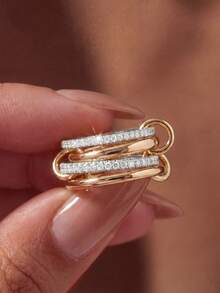 1 buah Anting Tiga Lapis Halus, Cocok untuk Wanita, Anting Kristal Elegan, Perhiasan Indah - MultiWarna - View 15