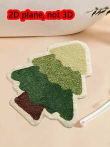 1pc Christmas Tree Pattern Faux Cashmere Bath Mat, Absorbent Bathroom Rug & Decorative Entryway Carpet, Suitable For Living Room, Bathroom And Bedside Christmas Decor - One Size Fits All - View 9
