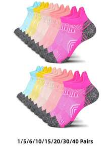 20 Pairs Women's Sports Socks, Running Fitness Compression Short Socks, Comfortable Cuffed Ankle Socks [Note: Quantity Calculated By Piece] - Multicolor - View 10