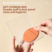 2pcs LMLTOP Base Makeup Set With Powder Puff & Foundation Brush, Portable Storage Box, Wet & Dry Use, Long Lasting Airy Finish, Skin Friendly Makeup Tool Kit - Brown - View 3