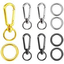 8pcs Alloy Rotating Keychain Hooks And Spring Rings Set, Suitable For Hanging Keys, Keychains, DIY Crafts, Bag Charms, Bag Making Accessories, Dog Leashes, Camera Straps, Flashlight Wallet Hooks, Holiday Gifts (4 Keychains + 4 Spring Rings) - 7G Flat Buckle + 24mm Spring Coil - View 1