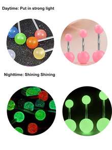 3pcs Navel Ring & Nipple Ring Set, Sparkling Rhinestone Decor, Stainless Steel, Multi-Color Fashion Body Piercing Jewelry For Women, Daily Wear, Back To School - Navel & Nipple Ring Set - View 6