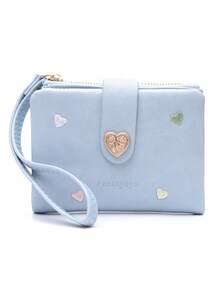 1pc New Heart Embroidery Short Wallet Korean Style PU Minimalist Versatile Multi-Card Slot Student Zipper Coin Purse Multifunctional ID Card Bank Card Storage Small Bag Daily Storage Bag Party Travel ID Holder Birthday Gift New Year Gift For Best Friend Classmate Friend Wallet - Multicolor - View 14