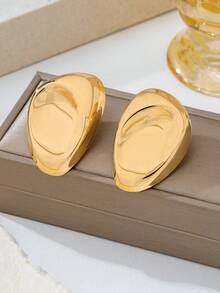 1 Pair Exaggerated Geometric Stud Earrings For Women, European And American Style - Yellow Gold - View 3