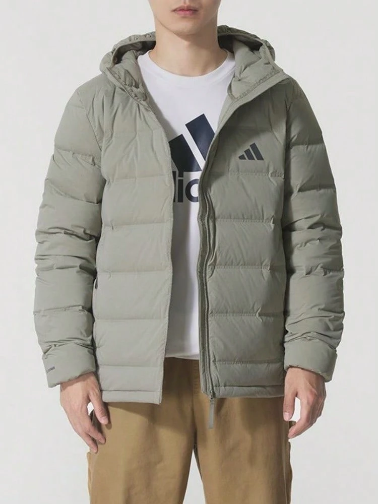 Adidas Helionic Insulated Outdoor Windproof Hooded Down Jacket Men's Grey - Grey - View 1
