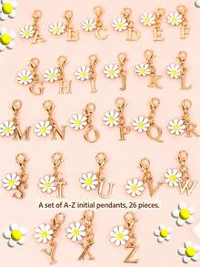 1/10/26PCS Letter Flower Keychain – Name/Initial (A-Z) – Durable Gift, Suitable For Men And Women – Applicable For Keychains With Father, Mother, Teacher, Friend Initials, Can Be Used For Backpack And Car Key Decoration Party Favors, Suitable For Graduation Season, Mother's Day, Father's Day, Wedding, Birthday Party And Other Occasions. - Multicolor - View 33