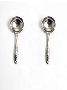 1/2/5pcs Stainless Steel Hammered Texture Large Round Soup Ladle, Clay Pot Spoon, Serving Spoon, Large Head Soup Spoon, Kitchen Ice Crackle Pattern Soup Spoon For Soup - View 10