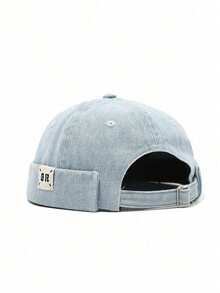 1 Buah Topi Docker Tanpa Visor, Label Huruf, Topi Tanpa Pinggiran, Dapat Diatur, Warna Polos, Unisex Dewasa, Gaya Retro Hip Hop Jalanan - Huruf label jahit - View 5
