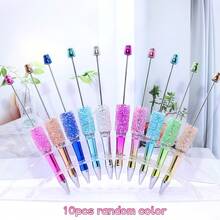 10pcs Beaded Pens Handmade Sugar Crystal Glitter UV Electroplated Rainbow Bead Ballpoint Pens For DIY Making Office School Gift Random Color - Quantity - View 15