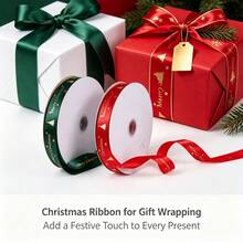 Christmas Gold Foil Ribbon 25 Yards 1cm Wide Christmas Tree Decoration DIY Bow Handmade Party Supplies Holiday Gift Wrapping Ribbon - A - View 1