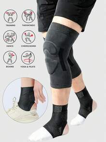 1set,Sports Knee Brace, Fitness Cycling Sports Protective Gear, Anti-Slip Universal Basketball Knee Support, Thin Breathable Protector With Straps For Ankle - Multicolor - View 1